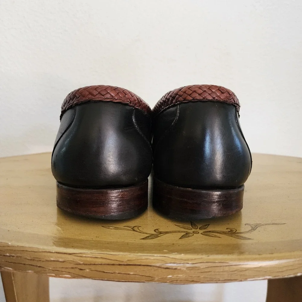Allen Edmonds Sz 10.5 Black Brown Leather Maxfield Tassel Loafers Preppy Classic